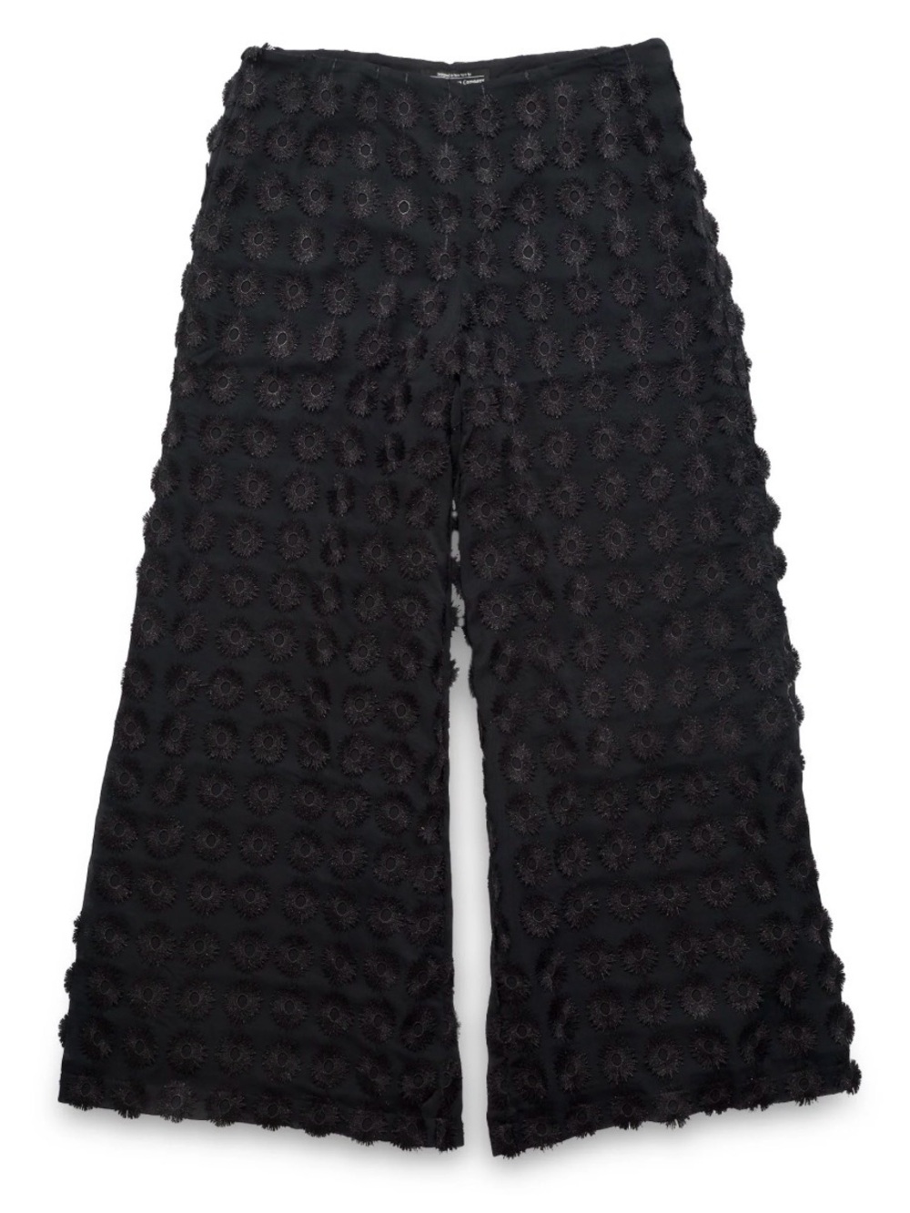 J. Peterman Floral Appliqué Palazzo Pants Black Wide Leg Cropped Pants 8